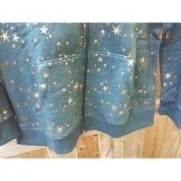 Plus XXL 18 Kids Teal Blue Kids Hooded Zip Jacket Gold Stars by Cat & Jack - Picture 5 of 11
